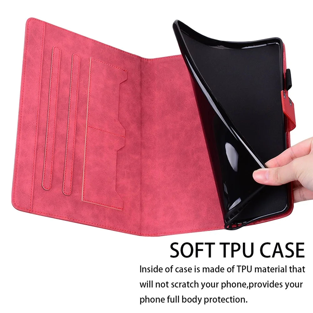 For Samsung Galaxy Tab A 8.0 (2019) Case Card Slots Leather Tablet Cover - Red - 7