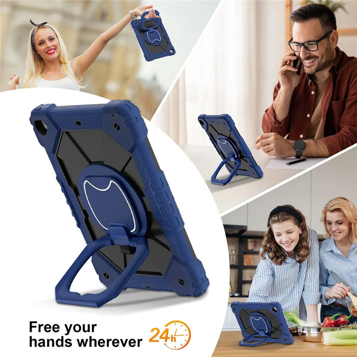 C3 Tablet Case for iPad 10.2 (2019) / (2020) / (2021) Kids Friendly Cover with Shoulder Strap Rotating Handle - Navy Blue+Black - 7
