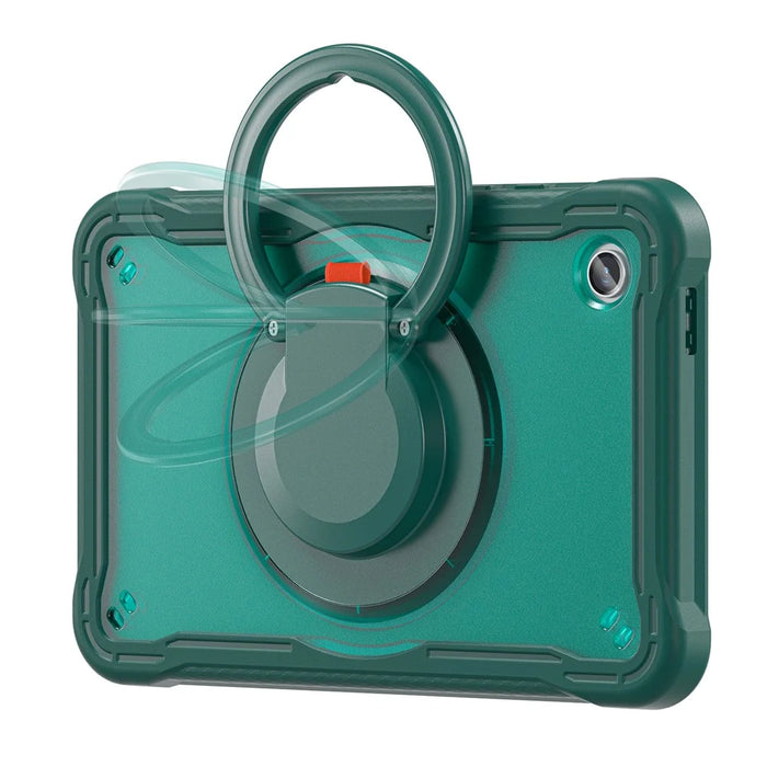 For Samsung Galaxy Tab A9 SM-X110 / X115 / X117 Kickstand Case Tablet Cover Rotating Handle Grip - Midnight Green - 2