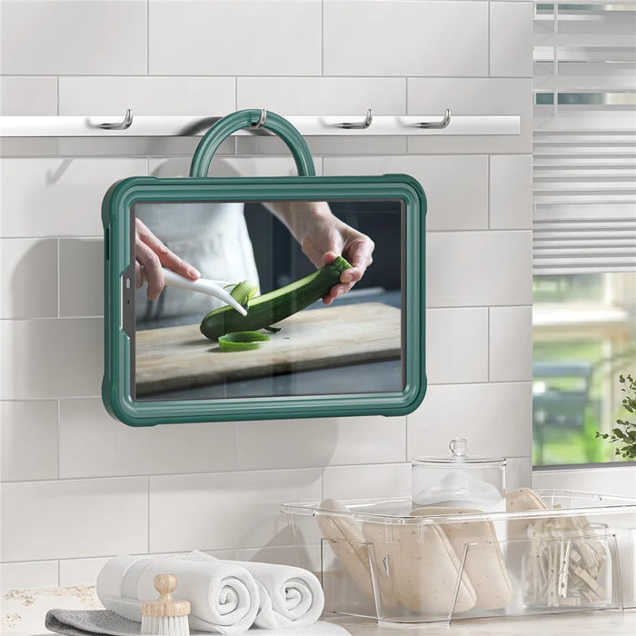 For Samsung Galaxy Tab A9 SM-X110 / X115 / X117 Kickstand Case Tablet Cover Rotating Handle Grip - Midnight Green - 4