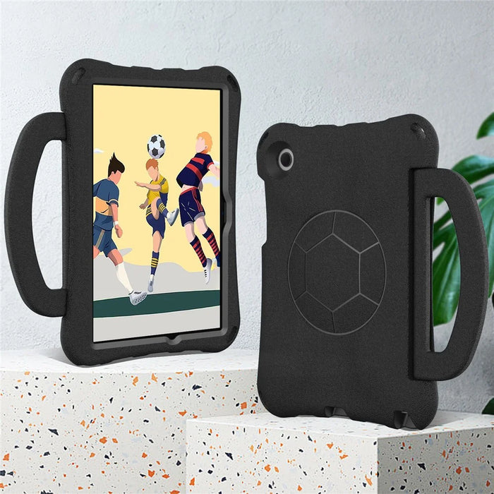 For Samsung Galaxy Tab A8 10.5 (2021) / (2022) EVA Case Soccer Pattern Handle Kickstand Shoulder Strap Cover - Black - 2