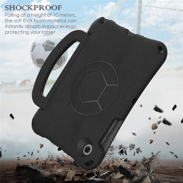 For Samsung Galaxy Tab A8 10.5 (2021) / (2022) EVA Case Soccer Pattern Handle Kickstand Shoulder Strap Cover - Black - 3