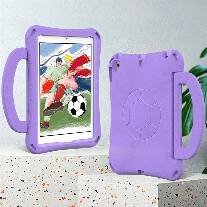 For iPad Air (2013) / Air 2 / iPad 9.7-inch (2017) / (2018) Soccer Pattern Case EVA Protective Handle Tablet Cover - Light Purple - 2