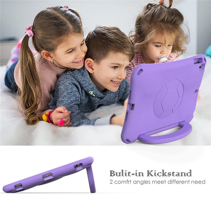 For iPad Air (2013) / Air 2 / iPad 9.7-inch (2017) / (2018) Soccer Pattern Case EVA Protective Handle Tablet Cover - Light Purple - 4