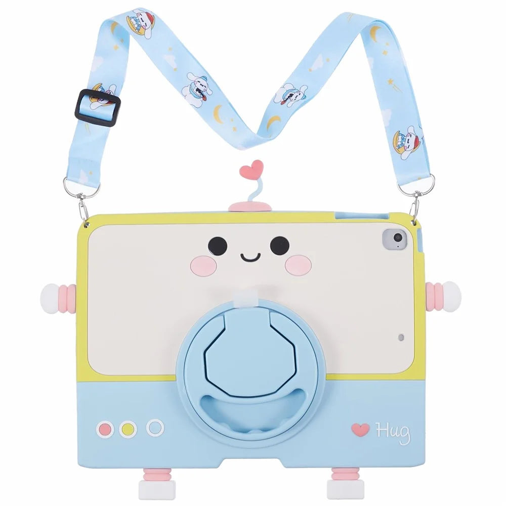 For iPad Air (2013) / Air 2 / iPad 9.7-inch (2017) / (2018) Silicone Tablet Case PC Kickstand Cover with Lanyard - 2