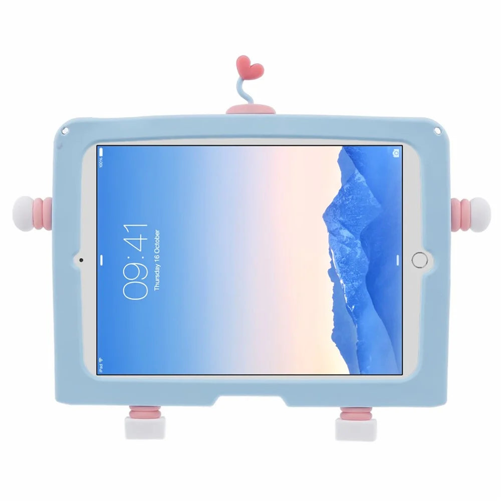 For iPad Air (2013) / Air 2 / iPad 9.7-inch (2017) / (2018) Silicone Tablet Case PC Kickstand Cover with Lanyard - 3