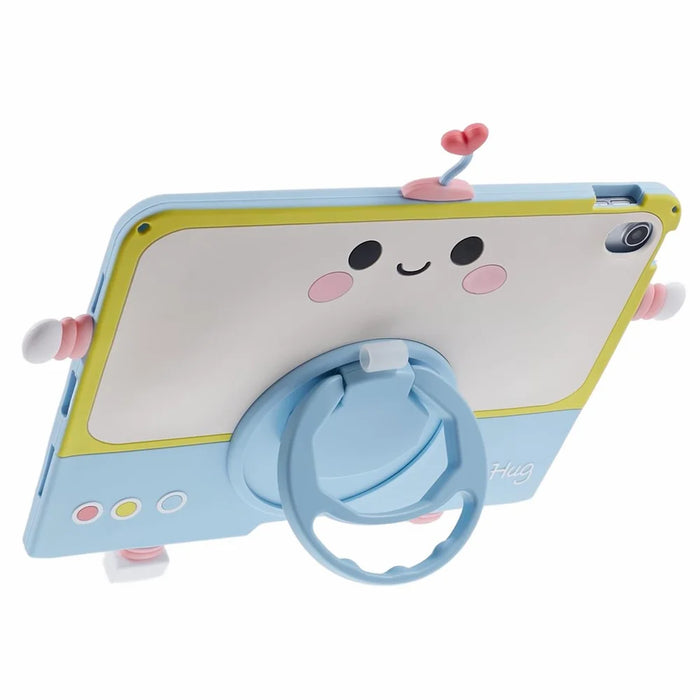 For iPad (2025) / 10.9 (2022) Silicone Case Robot Style PC Kickstand Tablet Cover with Lanyard - 4