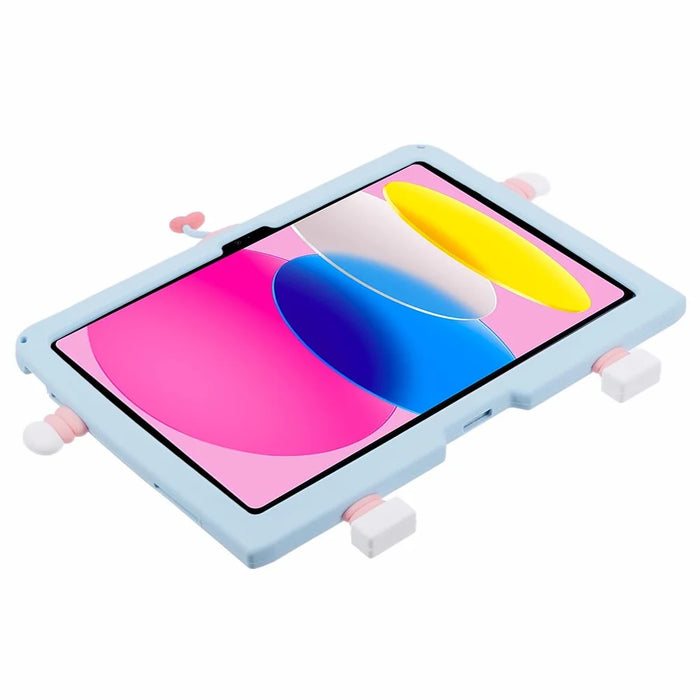 For iPad (2025) / 10.9 (2022) Silicone Case Robot Style PC Kickstand Tablet Cover with Lanyard - 5