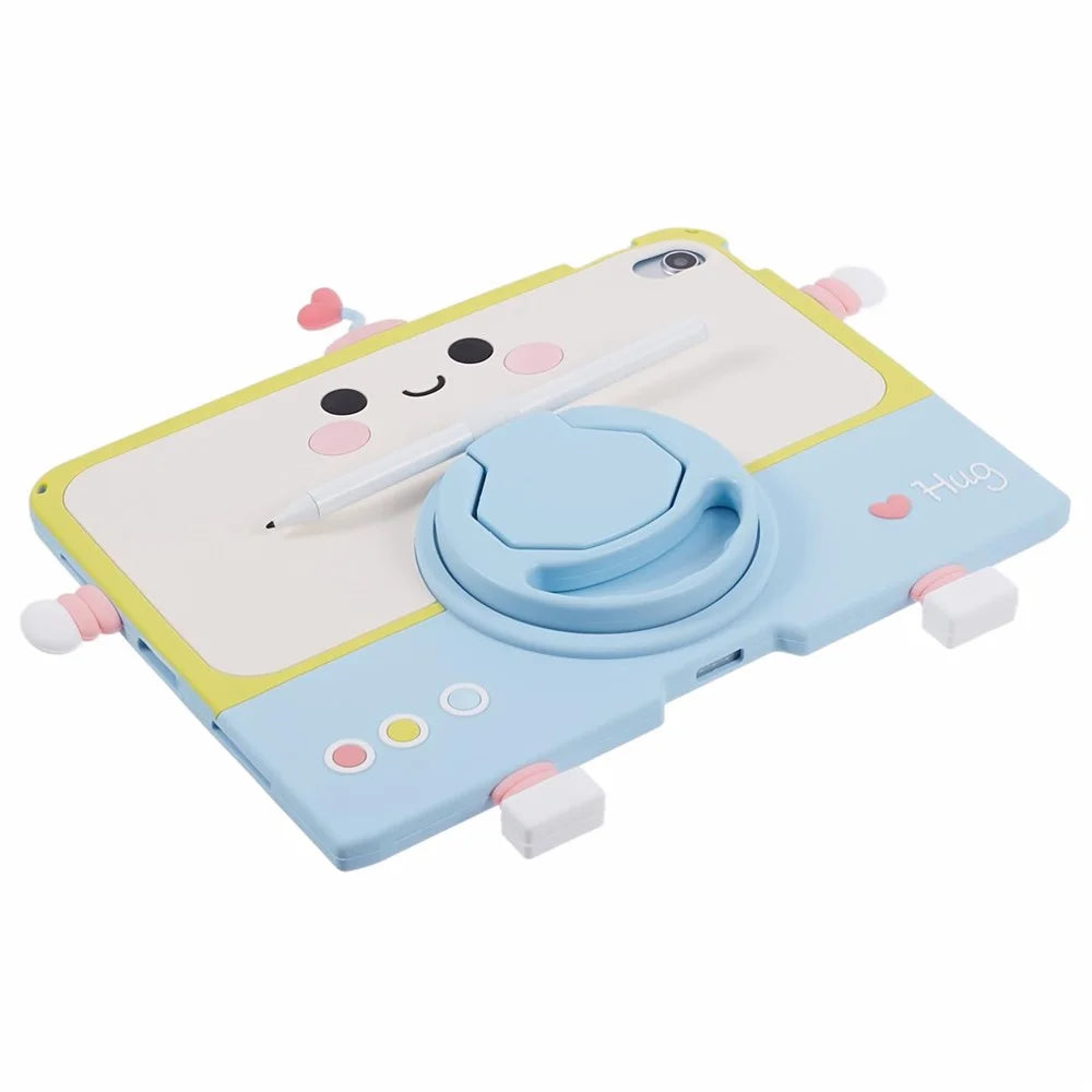 For iPad (2025) / 10.9 (2022) Silicone Case Robot Style PC Kickstand Tablet Cover with Lanyard - 6