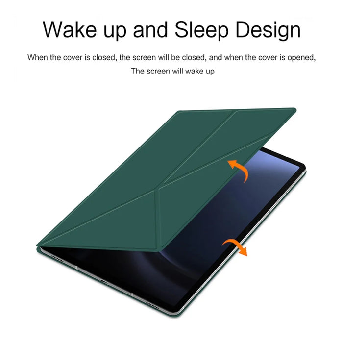 For Samsung Galaxy Tab S10 FE / S9 FE / S9 Case Magnetic V-Fold Stand Tablet Cover with Auto Sleep  /  Wake - Green - 5