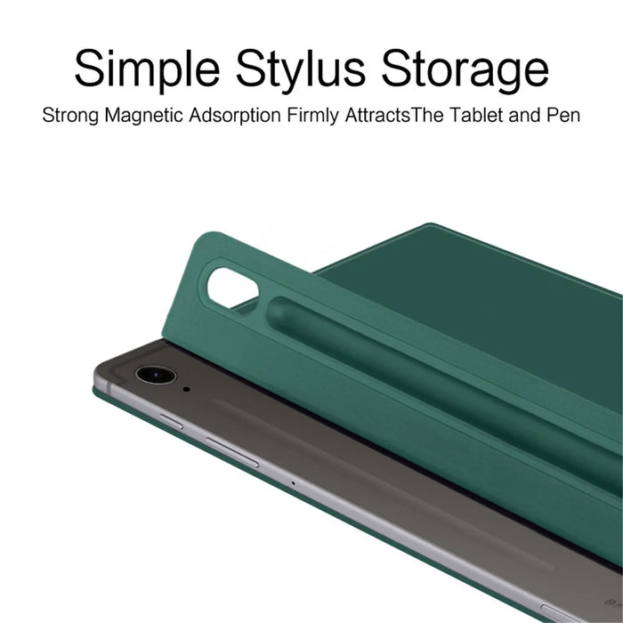 For Samsung Galaxy Tab S10 FE / S9 FE / S9 Case Magnetic V-Fold Stand Tablet Cover with Auto Sleep  /  Wake - Green - 7