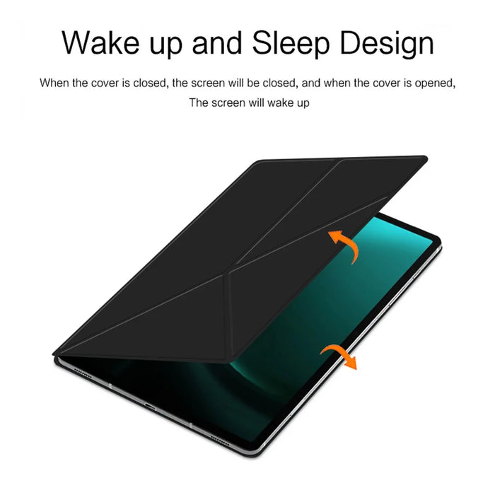 For Samsung Galaxy Tab S9 FE+ Case Magnetic PU Leather+PC Anti-scratch V-fold Stand Tablet Cover - Black - 5