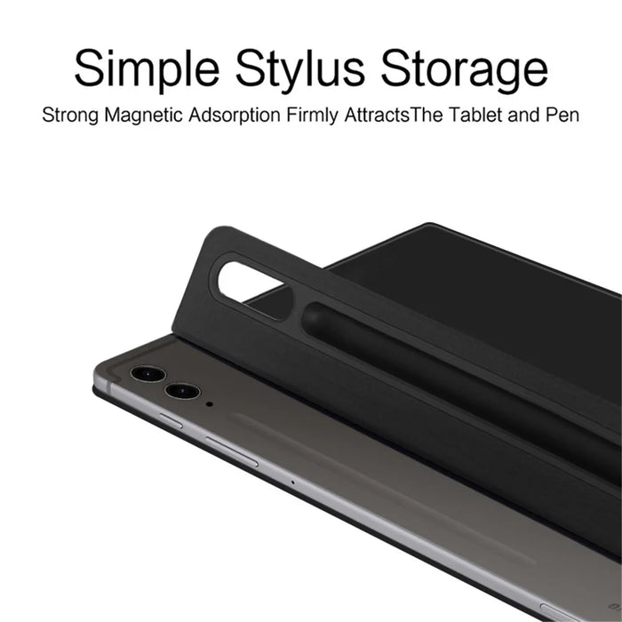 For Samsung Galaxy Tab S9 FE+ Case Magnetic PU Leather+PC Anti-scratch V-fold Stand Tablet Cover - Black - 6
