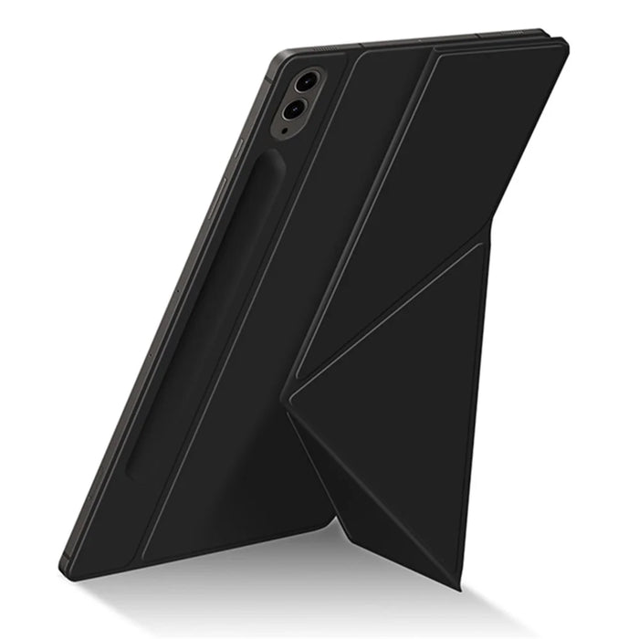 For Samsung Galaxy Tab S9 FE+ Case Magnetic PU Leather+PC Anti-scratch V-fold Stand Tablet Cover - Black - 7