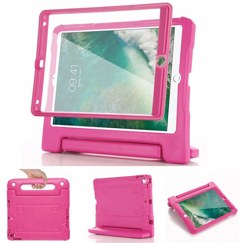 For iPad Air (2013)  /  Air 2  /  iPad 9.7-inch (2017)  /  (2018) Case EVA Kickstand Tablet Cover with PET Screen Film - Rose - 1