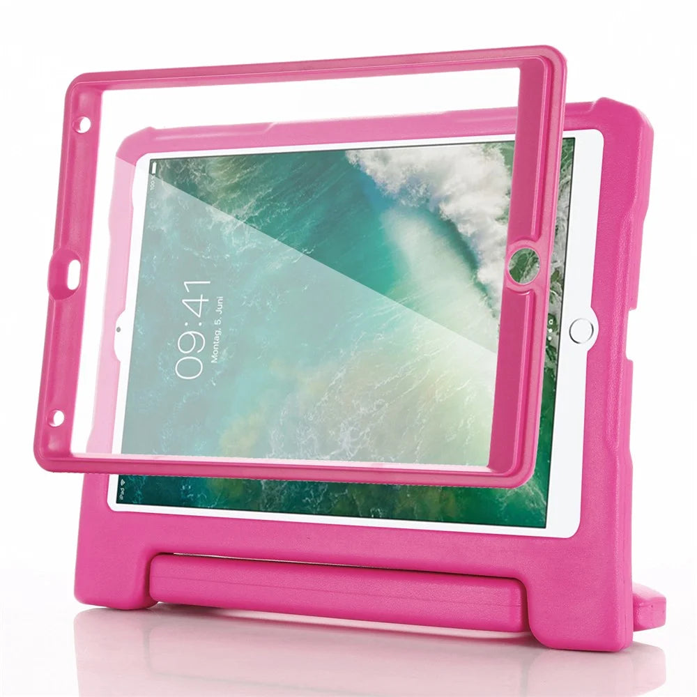 For iPad Air (2013)  /  Air 2  /  iPad 9.7-inch (2017)  /  (2018) Case EVA Kickstand Tablet Cover with PET Screen Film - Rose - 3