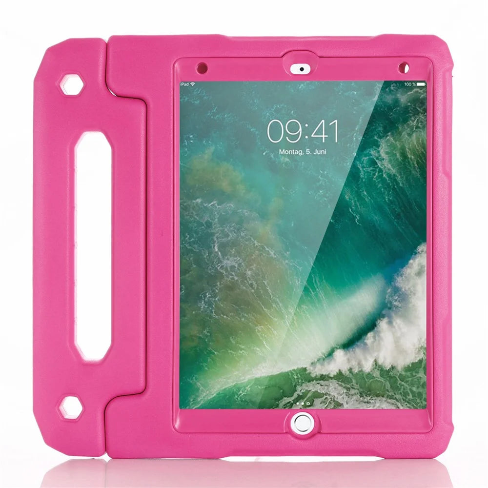 For iPad Air (2013)  /  Air 2  /  iPad 9.7-inch (2017)  /  (2018) Case EVA Kickstand Tablet Cover with PET Screen Film - Rose - 5