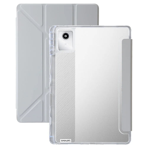 For Lenovo Tab M11 / Xiaoxin Pad 11 2024 Tablet Case Origami Stand TPU+Acrylic+PU Flip Cover - Grey - 1