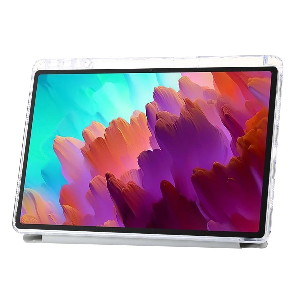 For Lenovo Tab M11 / Xiaoxin Pad 11 2024 Tablet Case Origami Stand TPU+Acrylic+PU Flip Cover - Grey - 3