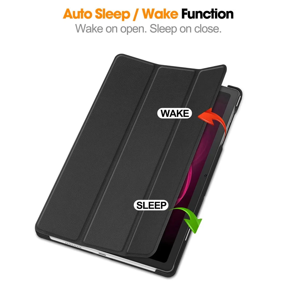 For T-Mobile REVVL Tab Tri-fold Stand Smart Case PU Leather Tablet Cover - Black - 3