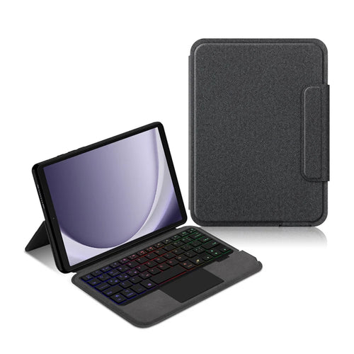 For Samsung Galaxy Tab A9 Leather Case + Touchpad Bluetooth-compatible Keyboard with Backlit - 1