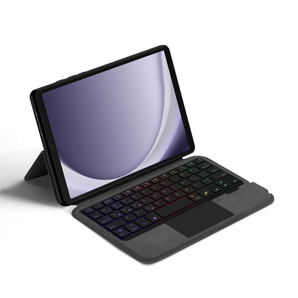 For Samsung Galaxy Tab A9 Leather Case + Touchpad Bluetooth-compatible Keyboard with Backlit - 3