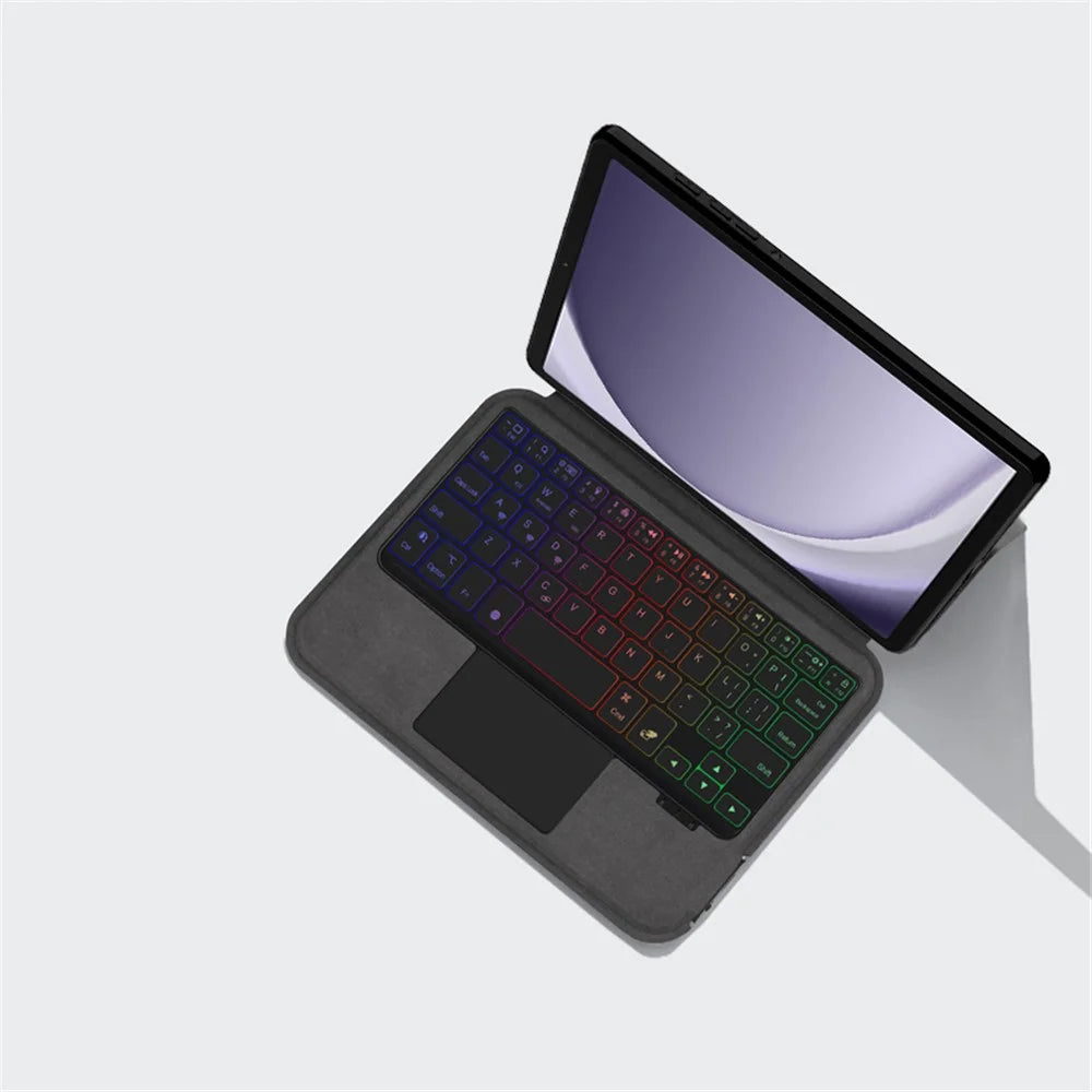 For Samsung Galaxy Tab A9 Leather Case + Touchpad Bluetooth-compatible Keyboard with Backlit - 6