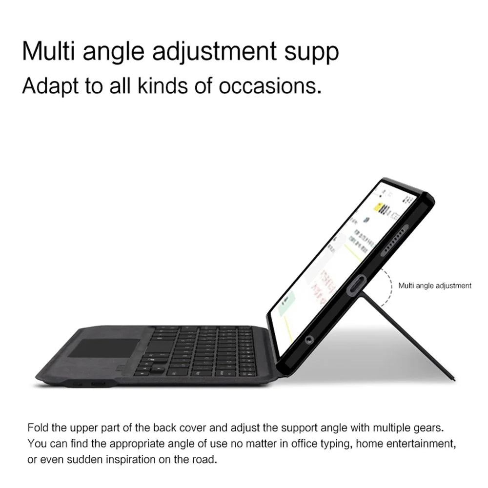 For Samsung Galaxy Tab A9 Leather Case + Touchpad Bluetooth-compatible Keyboard with Backlit - 7