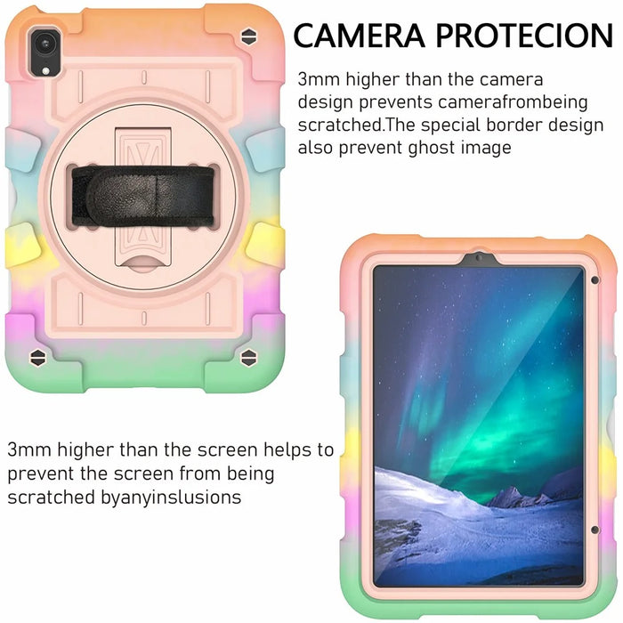 For iPad mini (2024) / mini (2021) Tablet Case TPU+PC Kickstand Cover with Shoulder Strap - Colorful Gold - 2