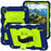 For iPad mini (2024) / mini (2021) Tablet Case Hand Strap Kickstand Cover with Shoulder Strap - Navy Blue+Green - 2
