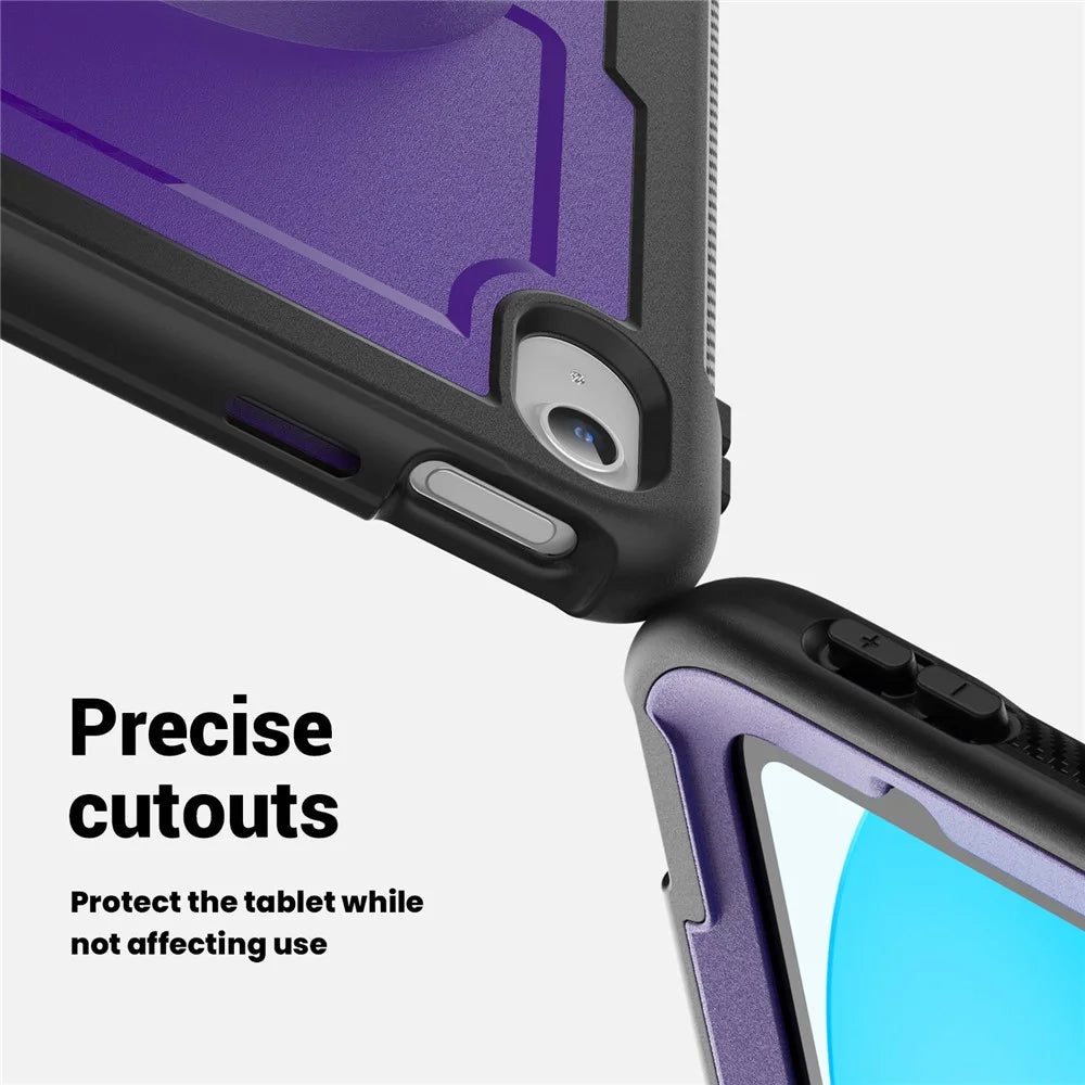 Tablet Case for iPad (2025) / 10.9 (2022) (A2696) Hand Strap Kickstand PC+TPU Cover Drop-Proof - Purple - 4