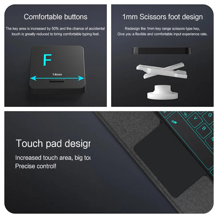 For Huawei MatePad Pro 13.2 Leather Case + Bluetooth-compatible Keyboard with Backlight Trackpad - 5