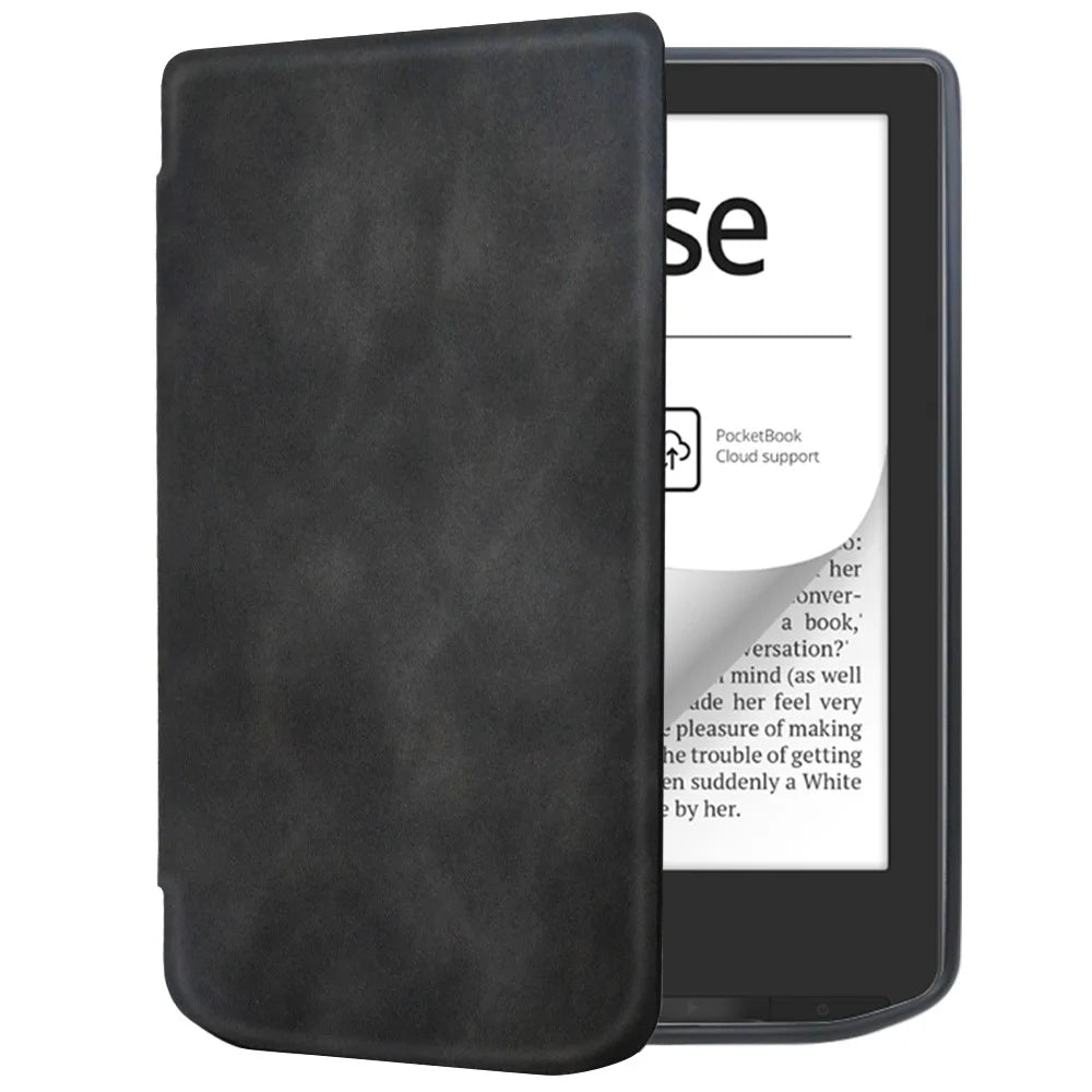 For Pocketbook Verse Pro PB629 / 634 Leather Case E-Reader Auto Sleep / Wake Protective Cover - Black - 1