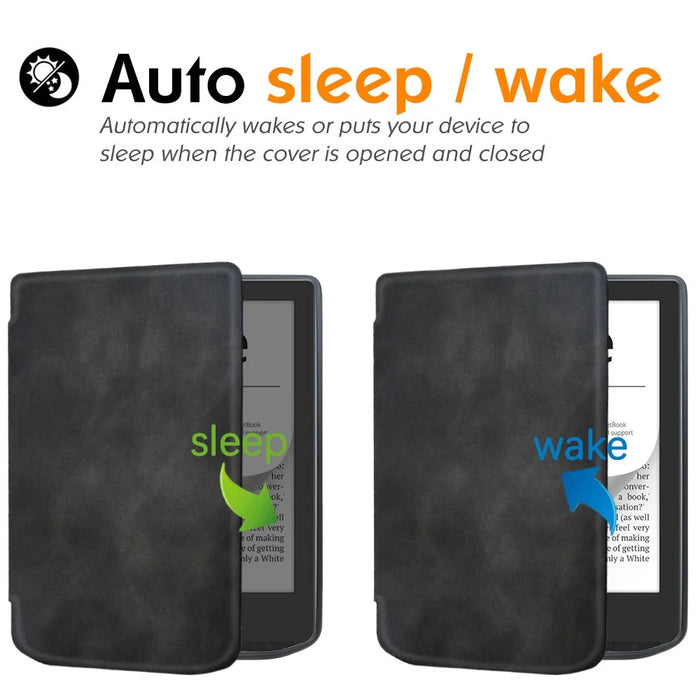 For Pocketbook Verse Pro PB629 / 634 Leather Case E-Reader Auto Sleep / Wake Protective Cover - Black - 4