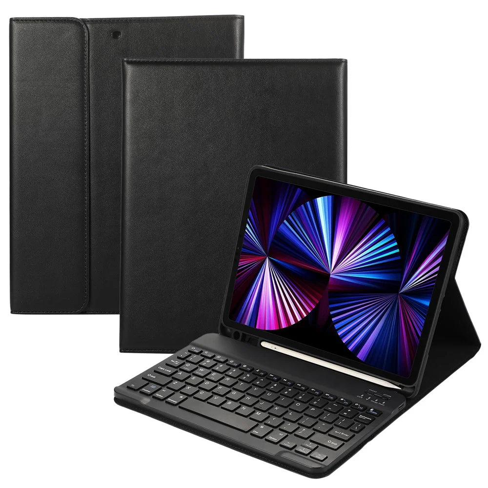 For iPad Air 11 (2026) / (2025) / (2024) / Pro 11 (2022) / (2021) / (2020) / Air (2022) / (2020) Bluetooth-Compatible Keyboard Leather Case - Black - 1