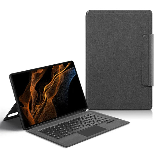 For Samsung Galaxy Tab S10 Ultra / S9 Ultra / S8 Ultra Leather Case + Touchpad Bluetooth-Compatible Keyboard (without Backlit) - 1
