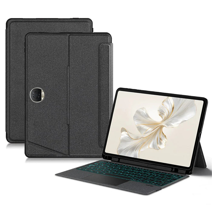 For Honor Pad 9 Leather Case + Bluetooth-compatible Keyboard with Backlight Trackpad - 2