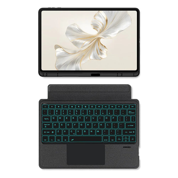 For Honor Pad 9 Leather Case + Bluetooth-compatible Keyboard with Backlight Trackpad - 4