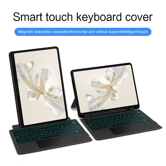 For Honor Pad 9 Leather Case + Bluetooth-compatible Keyboard with Backlight Trackpad - 5