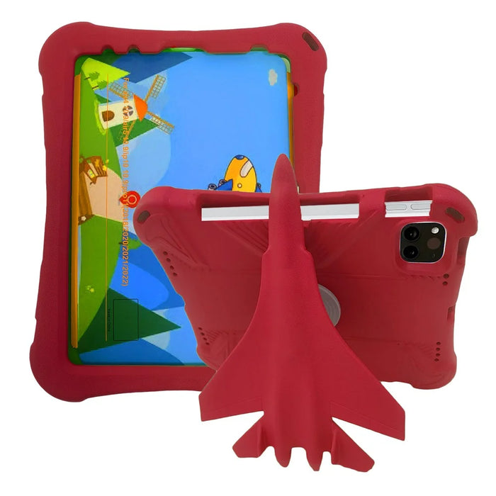 For iPad (2025) / 10.9 (2022) / Air (2020) / (2022) / iPad Pro 11 (2020) / (2021) / (2022) EVA Case Airplane Style Kickstand - Red - 1