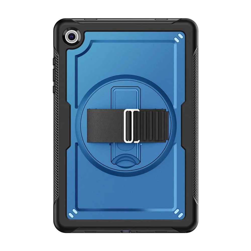 For Samsung Galaxy Tab A11+ / A9+ Kickstand Cover Hand Strap Design PC+TPU Tablet Case - Navy Blue - 2