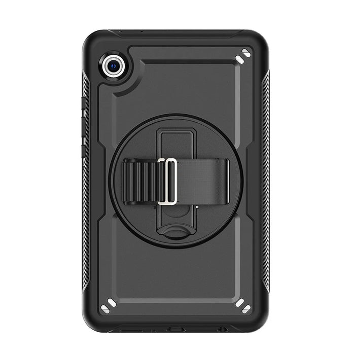 For Samsung Galaxy Tab A11 / A9 Protective Case Kickstand Hand Strap Tablet Cover - Black - 2
