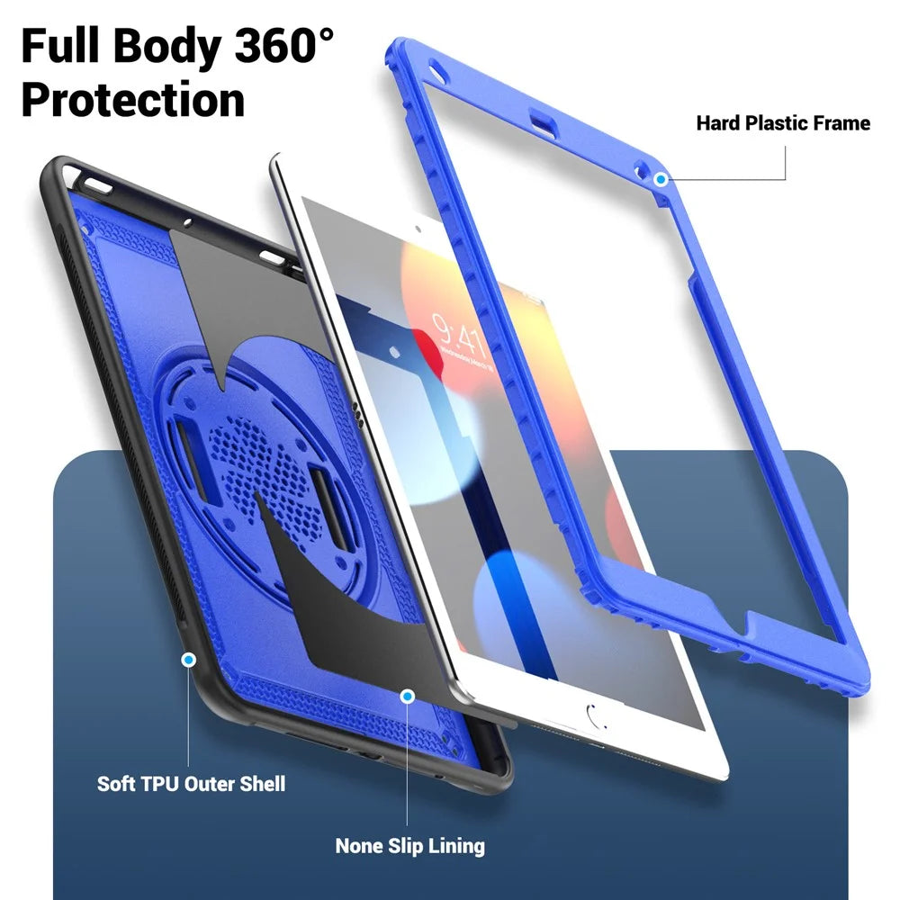 For iPad 10.2 (2019) / (2020) / (2021) / iPad Pro 10.5-inch (2017) / iPad Air 10.5 inch (2019) Case Hand Strap Tablet Cover - Dark Blue - 3