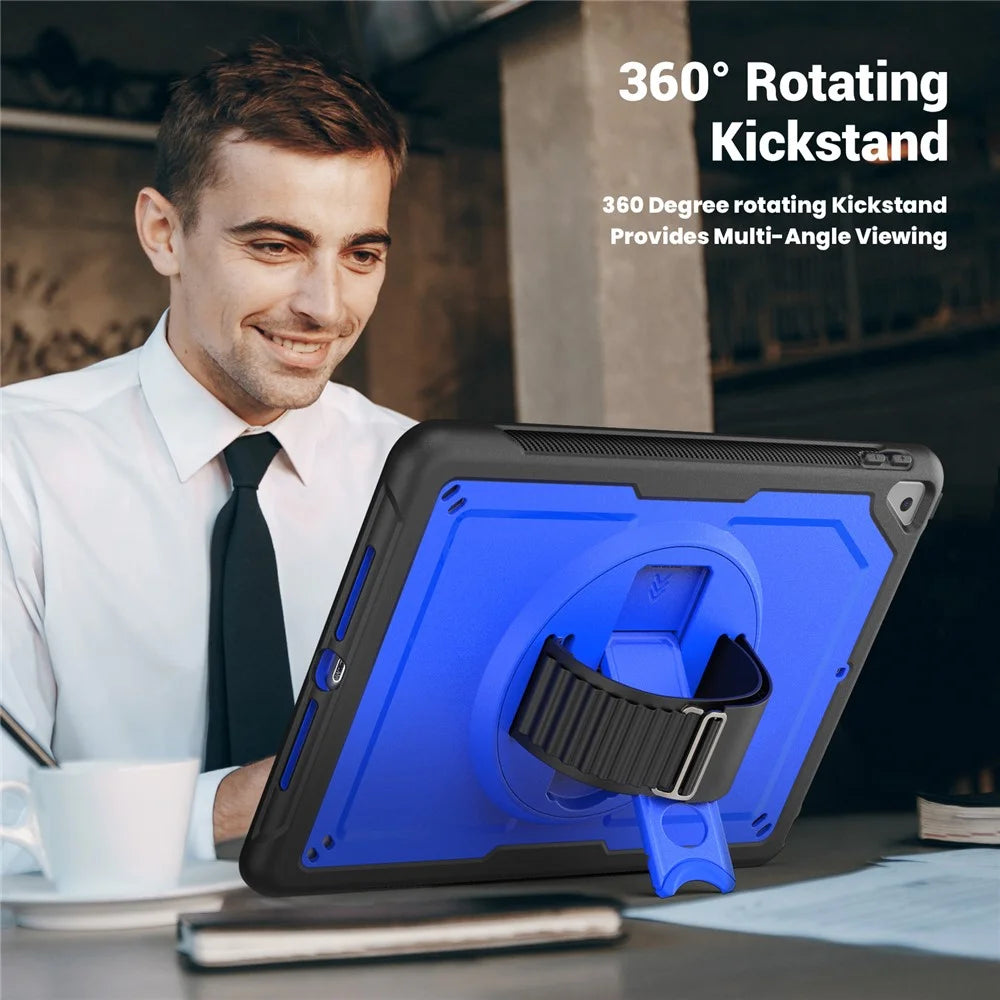 For iPad 10.2 (2019) / (2020) / (2021) / iPad Pro 10.5-inch (2017) / iPad Air 10.5 inch (2019) Case Hand Strap Tablet Cover - Dark Blue - 5