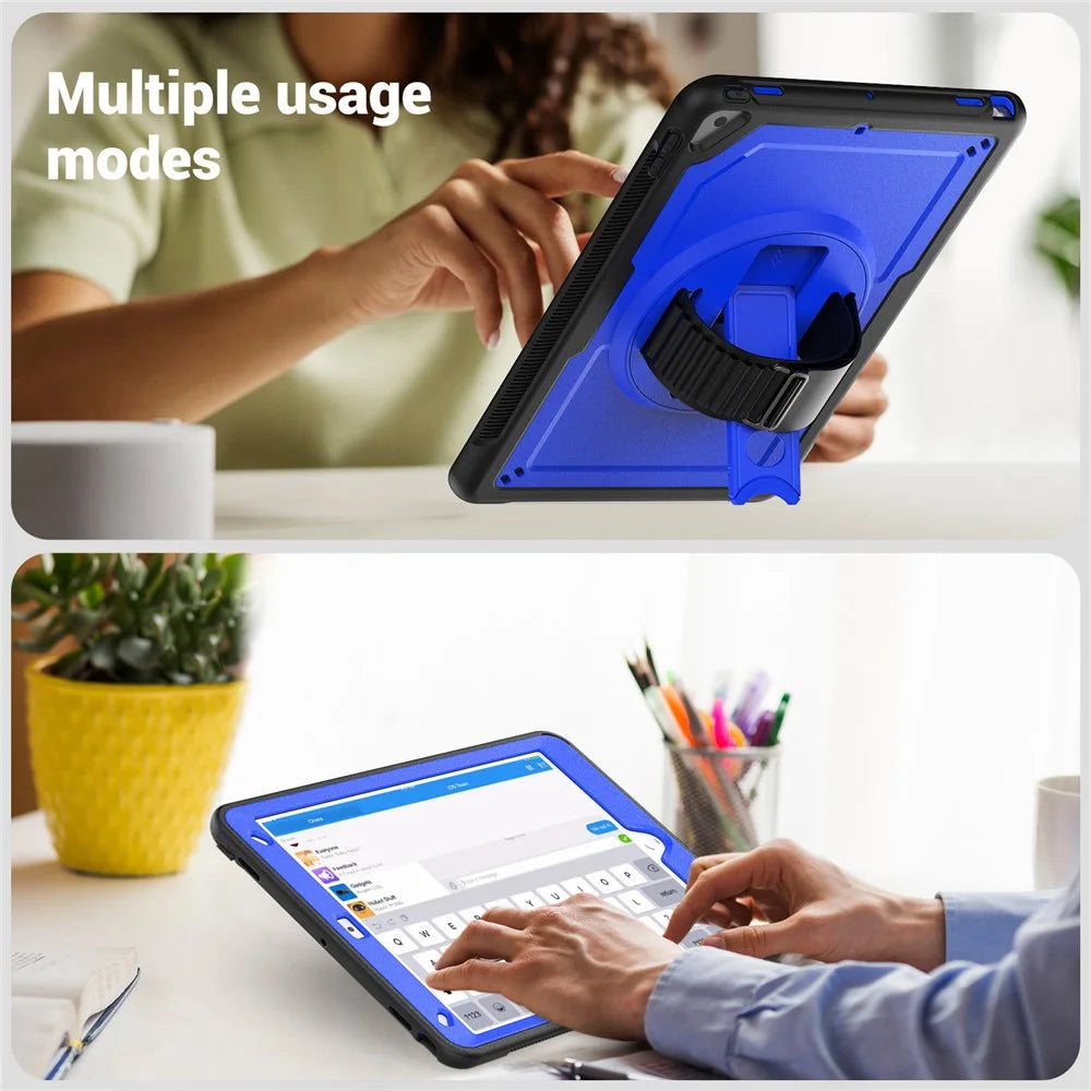 For iPad 10.2 (2019) / (2020) / (2021) / iPad Pro 10.5-inch (2017) / iPad Air 10.5 inch (2019) Case Hand Strap Tablet Cover - Dark Blue - 6