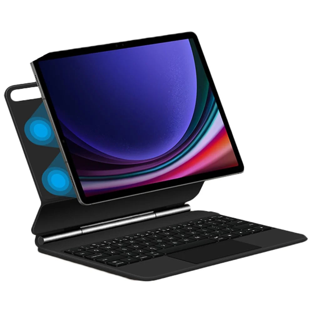 For Samsung Galaxy Tab S10 FE / S9 FE / S9 / S8 / S7 Magnetic Floating Bluetooth-Compatible Keyboard + Leather Tablet Case - 1