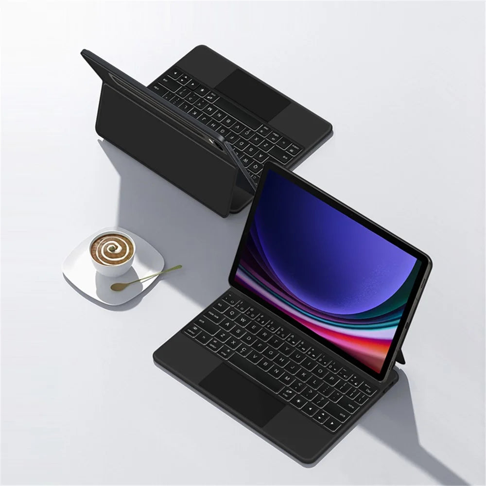For Samsung Galaxy Tab S10 FE / S9 FE / S9 / S8 / S7 Magnetic Floating Bluetooth-Compatible Keyboard + Leather Tablet Case - 5
