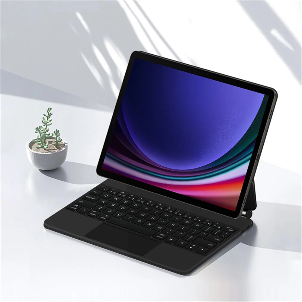 For Samsung Galaxy Tab S10 FE / S9 FE / S9 / S8 / S7 Magnetic Floating Bluetooth-Compatible Keyboard + Leather Tablet Case - 6