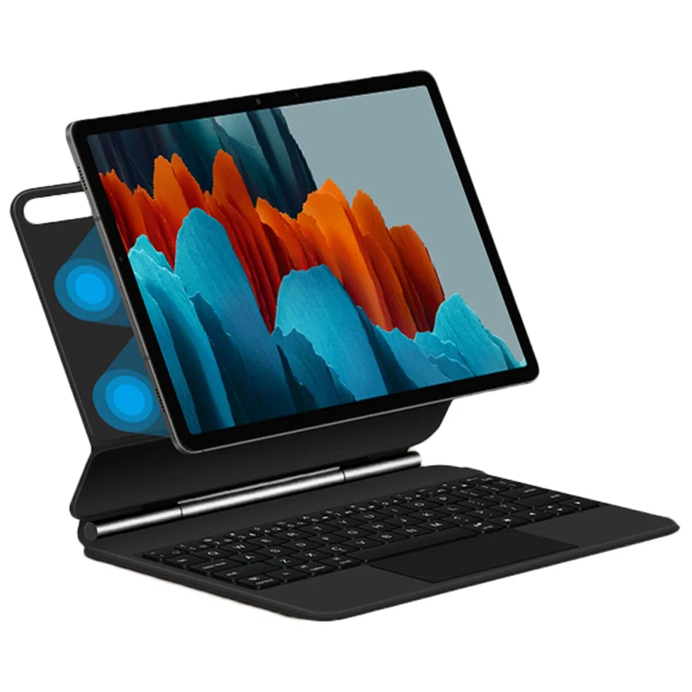 For Samsung Galaxy Tab S10 FE / S9 FE / S9 / S8 / S7 Magnetic Floating Bluetooth-Compatible Keyboard + Leather Tablet Case - 1