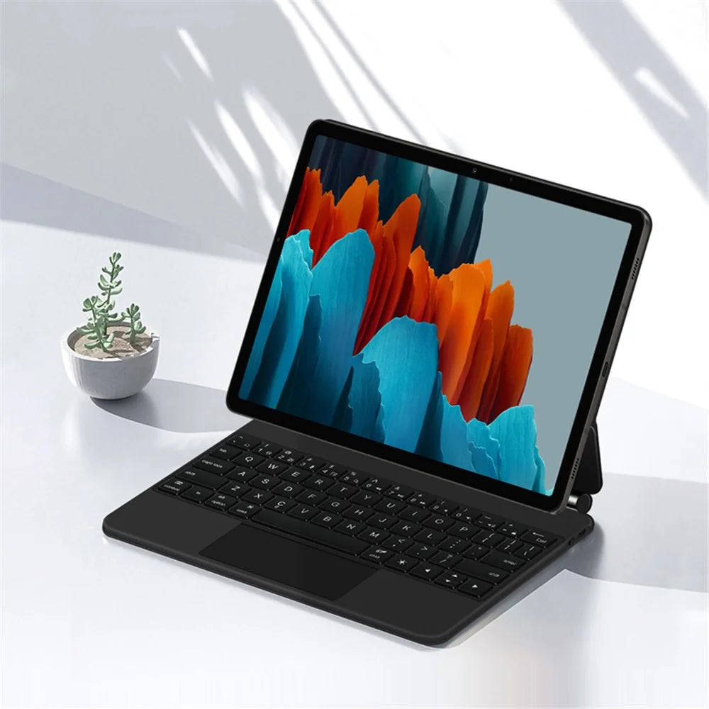 For Samsung Galaxy Tab S10 FE / S9 FE / S9 / S8 / S7 Magnetic Floating Bluetooth-Compatible Keyboard + Leather Tablet Case - 5
